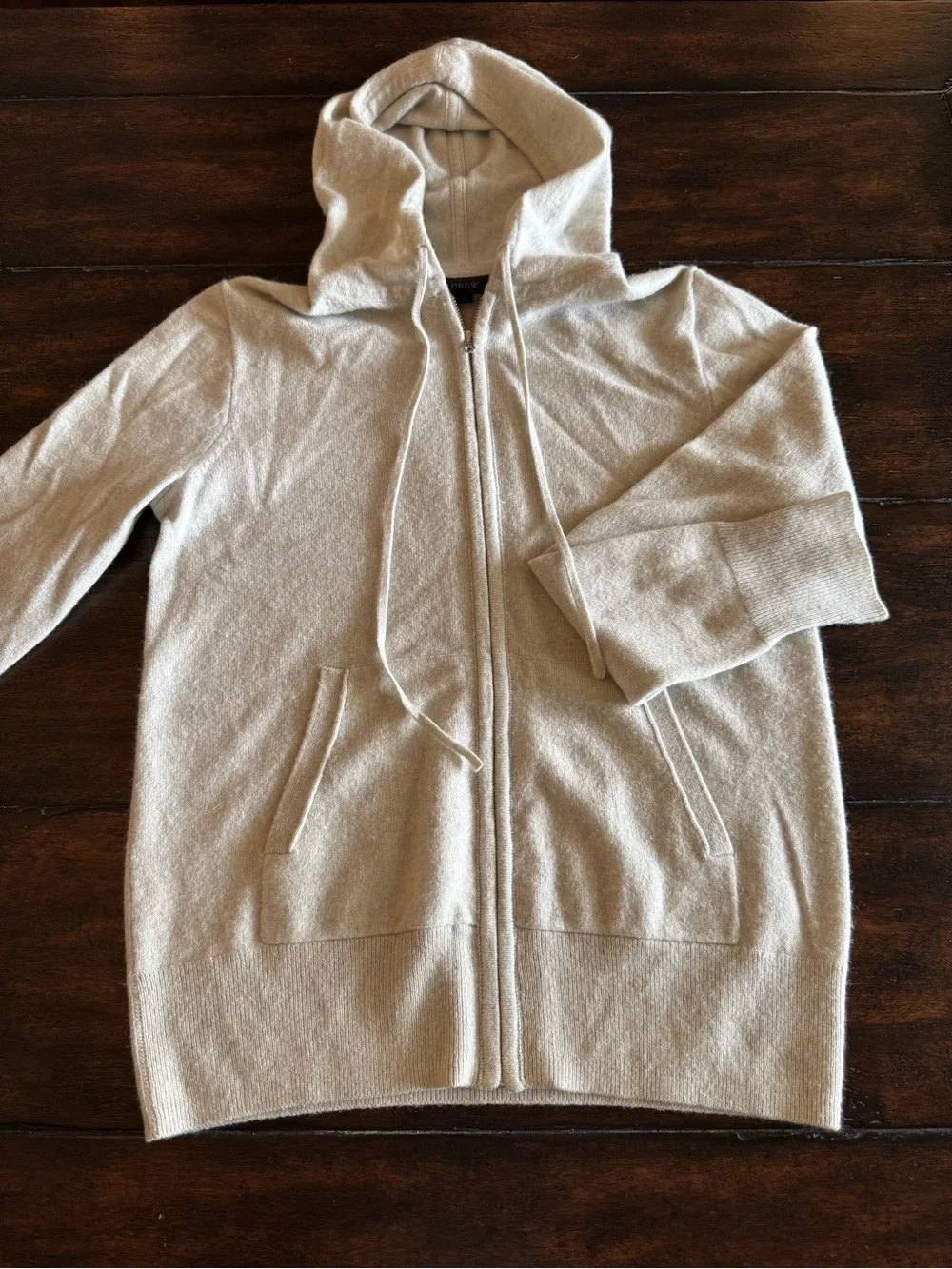 J. Crew Light Gray 100% Italian Cashmere Full Zip Hoodie